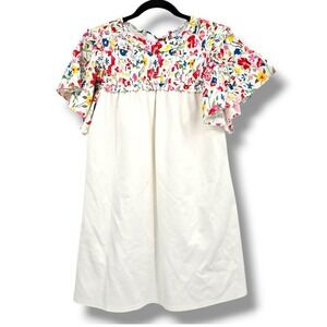 Crosby by Mollie Burch Floral Flutter‎ Sleeve Dress White Casual Cute Size S